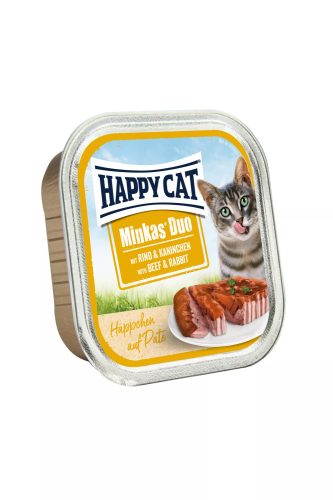 Happy Cat Minkas Duo Rind & Kaninchen (Marha & nyúl) alutálcás pástétom 100g